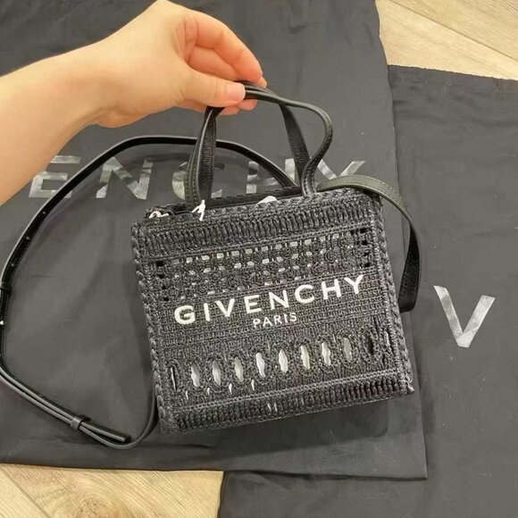 NWT Authentic Givenchy Black Braided Raffia Mini G-tote Bag - Picture 1 of 10